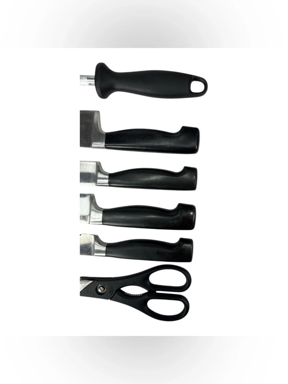 Zwilling J.A. Henckels 7 Pc Knife Block Set Black Handles Sharpener Chef Carver